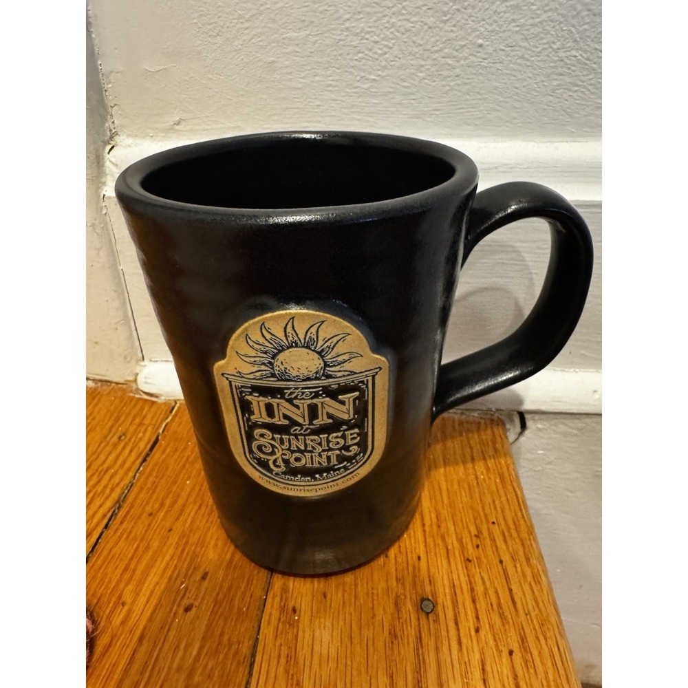 The Inn at Sunrise Point Camden‎ Maine Deneen Pottery Mug Black Handthrown 2010